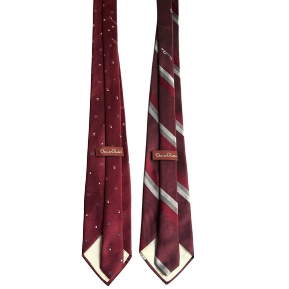 OSCAR DE LA RENTA Burgundy Silk Ties *Set of 2* - Picture 10 of 11